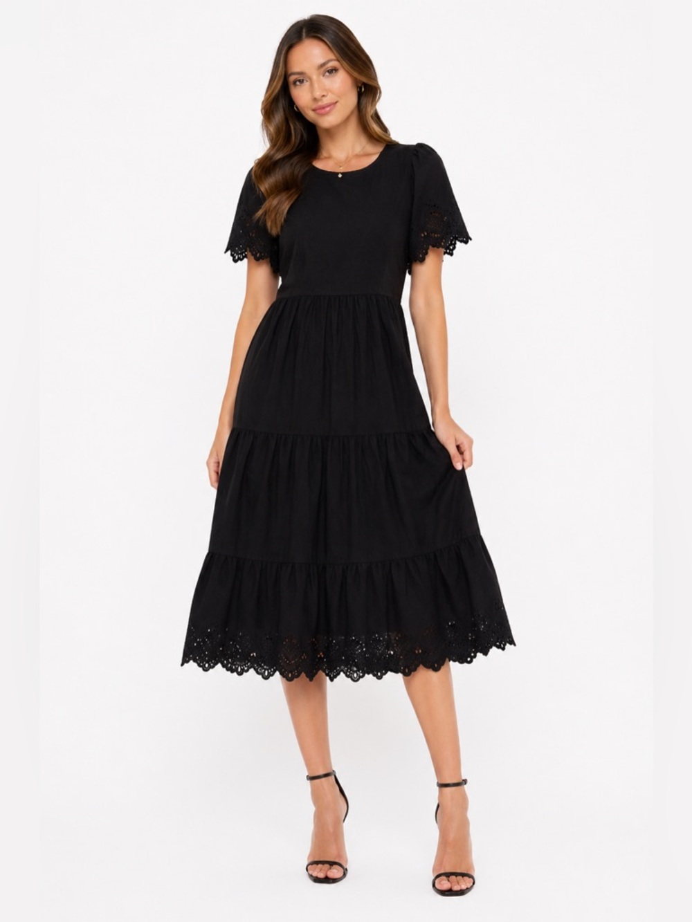 GAP Size Medium Black Eyelet‎ Midi Dress